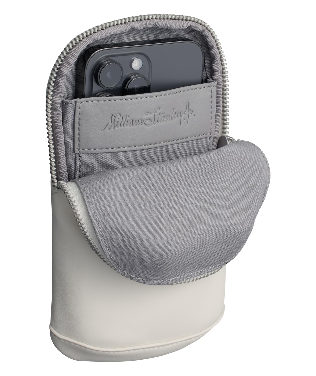 STANLEY Cross Bottle Essentials Case Max | Phone, Wallet, Keys Holder for Water Bottle | Faux Leather Accessory Pouch for Carry All Strap | Tumbler Cup Accessories | BPA-Free | Cream