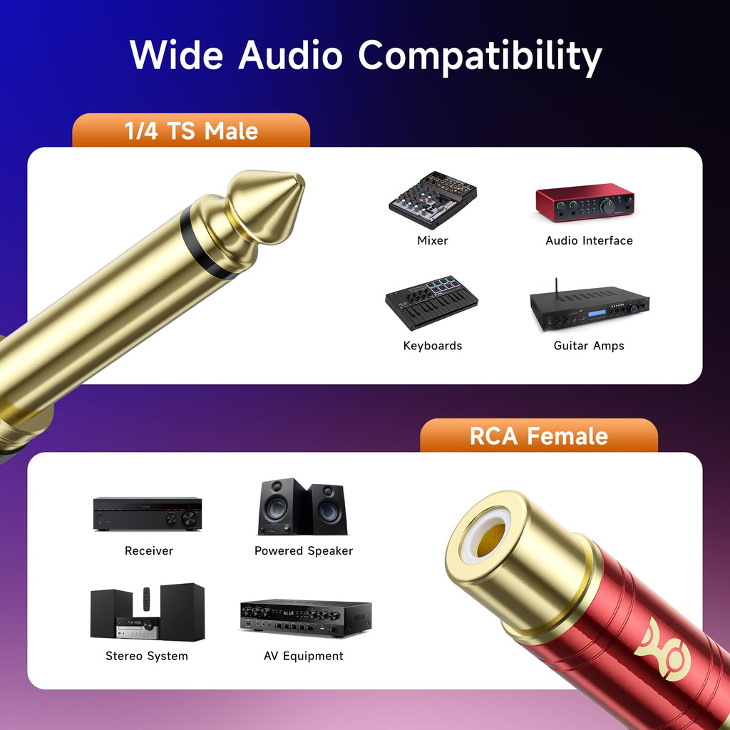 Cable Matters 4-Pack RCA to 1/4 Adapter (1/4 to RCA Adapter)