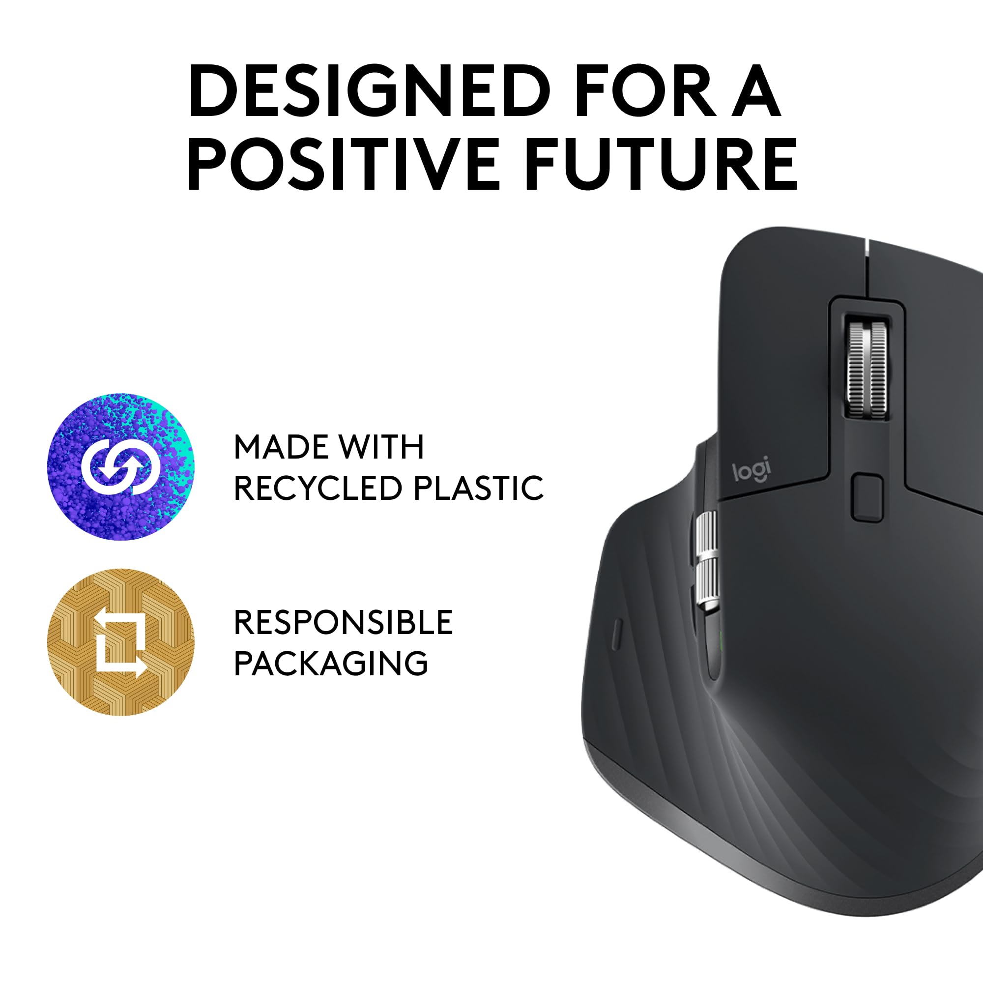 Logitech MX Master 3S - Wireless Performance Mouse, Ergo, 8K DPI, Track on Glass, Quiet Clicks, USB-C, Bluetooth, Windows, Linux, Chrome - Graphite - With Free Adobe Creative Cloud Subscription