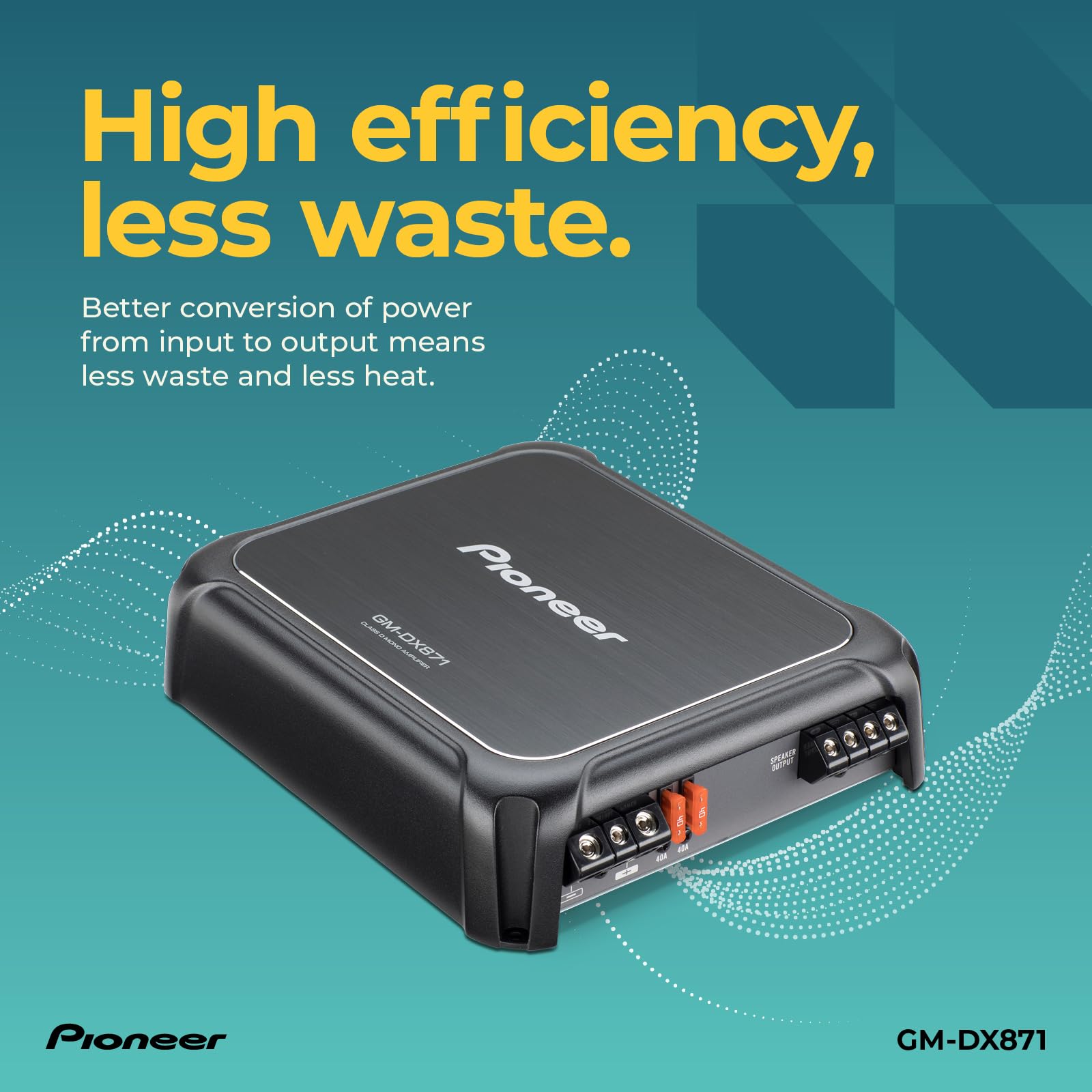 Pioneer GM-DX871 - Powerhouse Amplifier with 1,600 Watts, Class-D Technology, 1-Channel, Variable Low-Pass Filter, Compact Design, and Remote Bass Boost Control