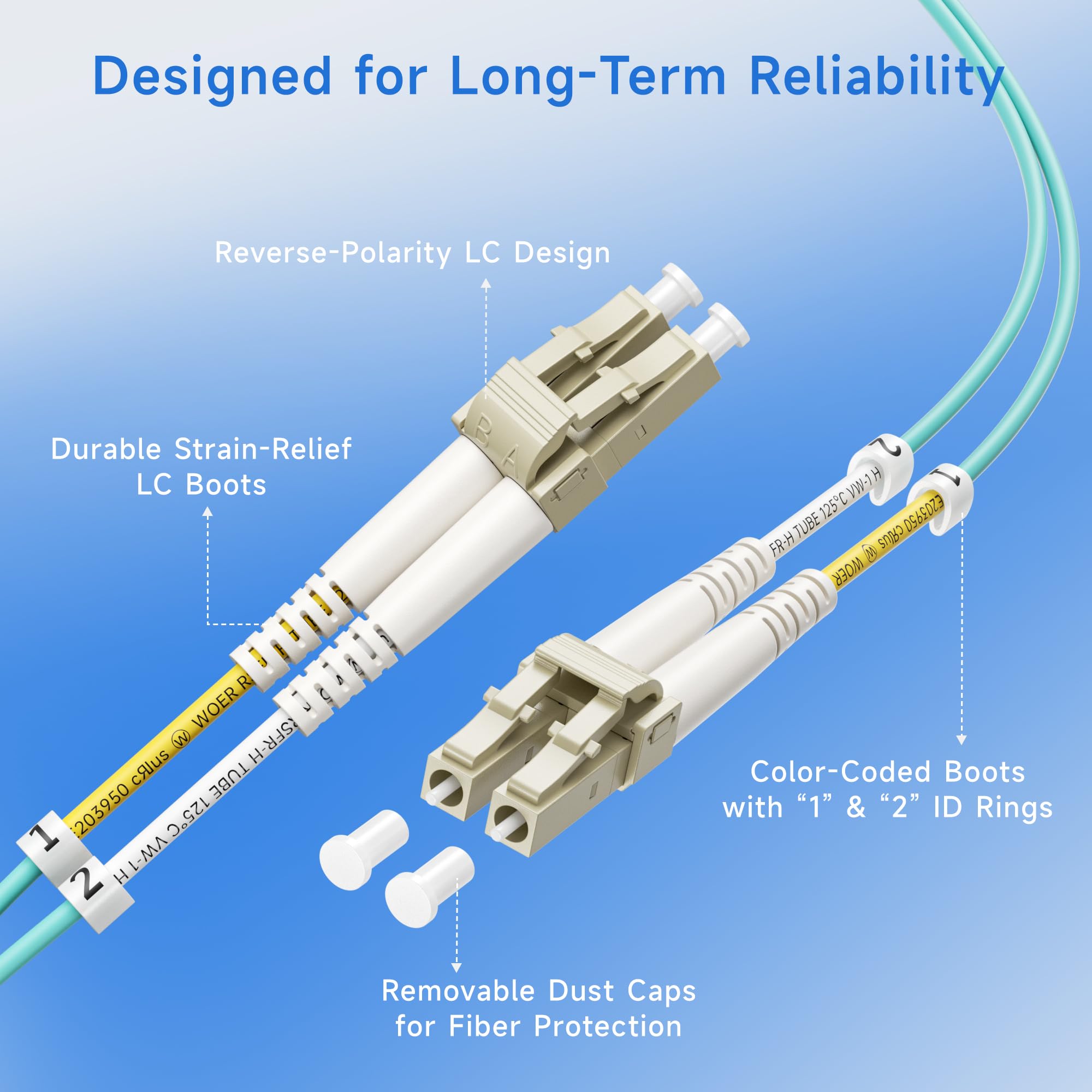 Cable Matters 10Gb 40Gb Multimode OM3 Duplex 50/125 OFNP Fiber Patch Cable LC to LC - 15m