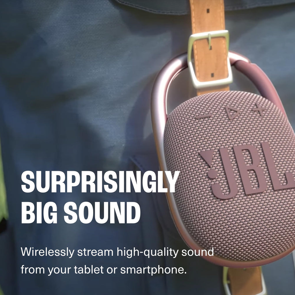 JBL Clip 4 - Portable Mini Bluetooth Speaker, big audio and punchy bass, IP67 waterproof and dustproof, 10 hours of playtime for home, outdoor and travel - Blue)