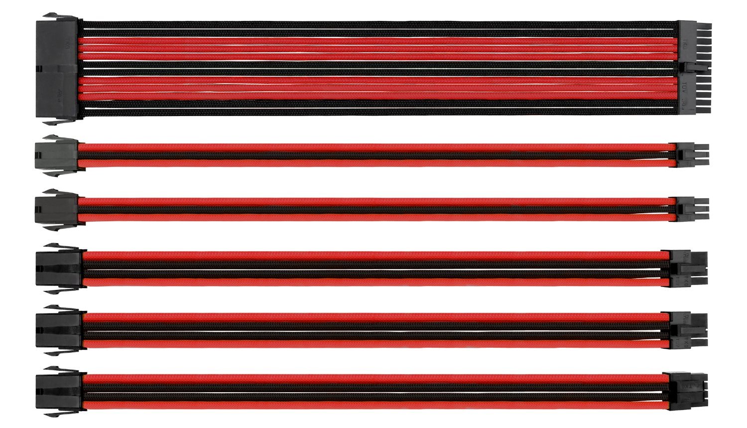 Thermaltake TtMod Sleeve Extension Power Supply Cable Kit ATX/EPS/8-pin PCI-E/6-pin PCI-E with Combs, Red/Black AC-033-CN1NAN-A1