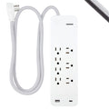 GE UltraPro 7 Outlet Surge Protector, USB-C Charging, 4 ft Designer Braided Extension Cord, 1440 Joules, Compatible w/iPhone 12/11/Pro/Max/Xs/XR/X/8, Samsung Galaxy, Google Pixel, White, 41355