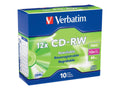 Verbatim CD-RW 80MIN 700MB 4X-12X High Speed Branded 10pk Slim Case CD-RW 700MB 10pcs(s) - Virgin CD-RW 700MB, 10pcs(s), 120mm, 120min, 12x)