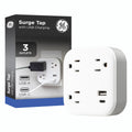 GE UltraPro 3-Outlet Surge Protector Wall Tap, 980J, USB-C & USB-A Ports, Adapter-Spaced Outlets, Circuit Breaker, ETL Certified, Low-Profile Design, White, 85875