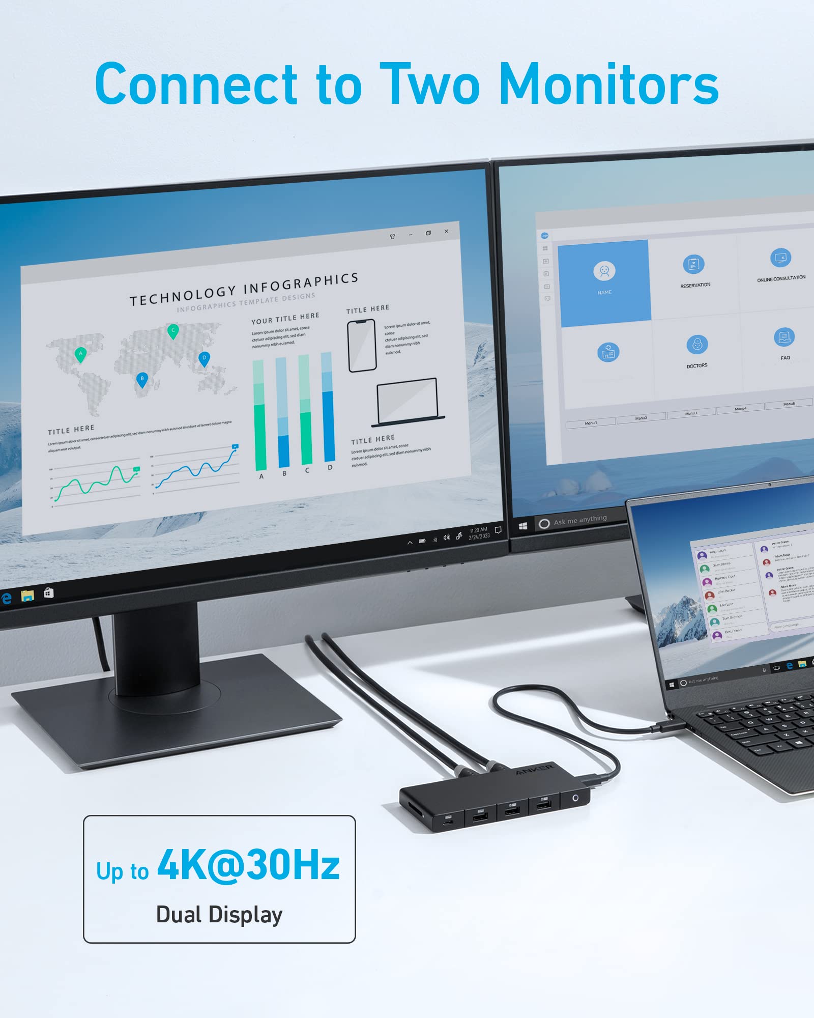 Anker USB C Hub (10-in-1), Dual Monitor with 4K HDMI, Max 100W Power Delivery, Dual 4K HDMI Ports, 4 USB-A/USB-C Data Ports, Ethernet and SD Card Reader for Dell Laptop, ThinkPad, and More