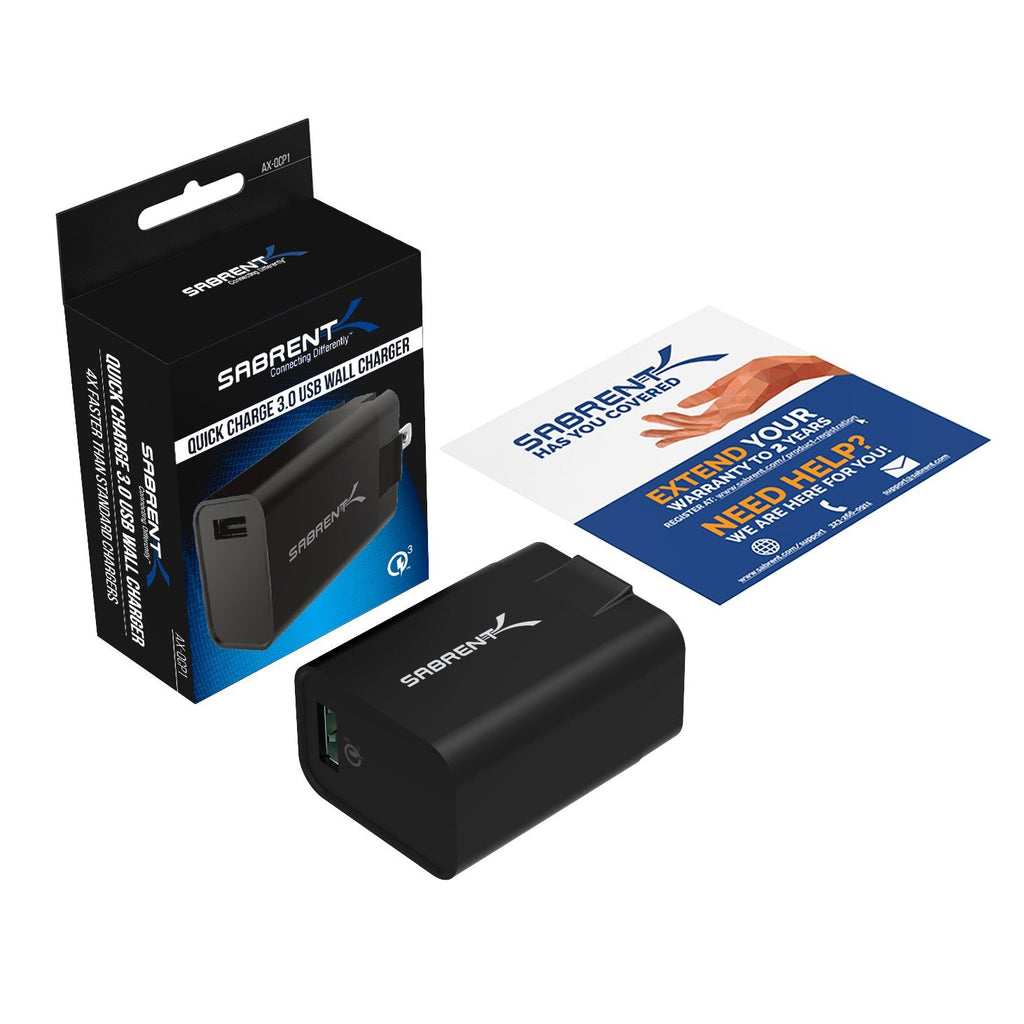 SABRENT Quick Charge 3.0 USB Wall Charger [18W 5V 2.4A QC 3.0] (AX-QCP1)