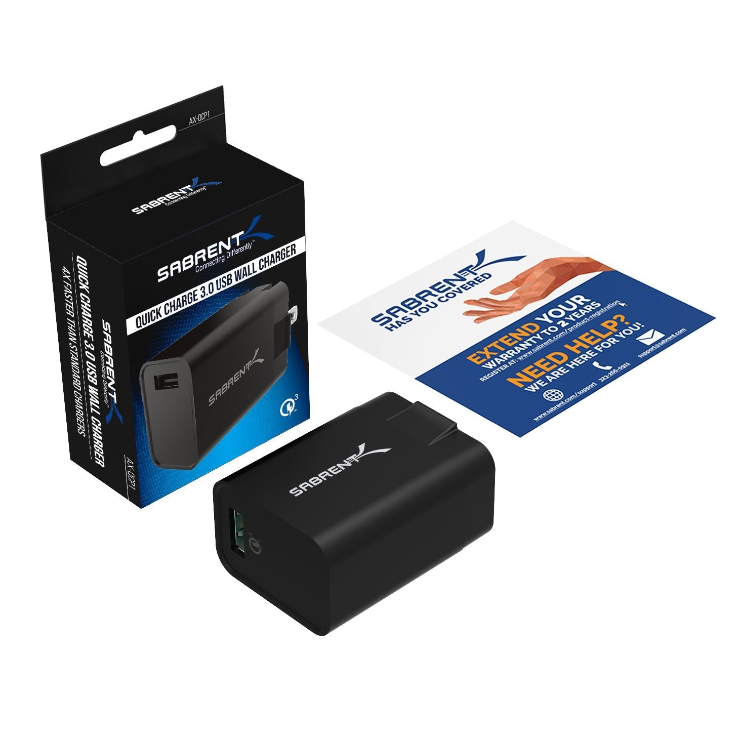 SABRENT Quick Charge 3.0 USB Wall Charger [18W 5V 2.4A QC 3.0] (AX-QCP1)
