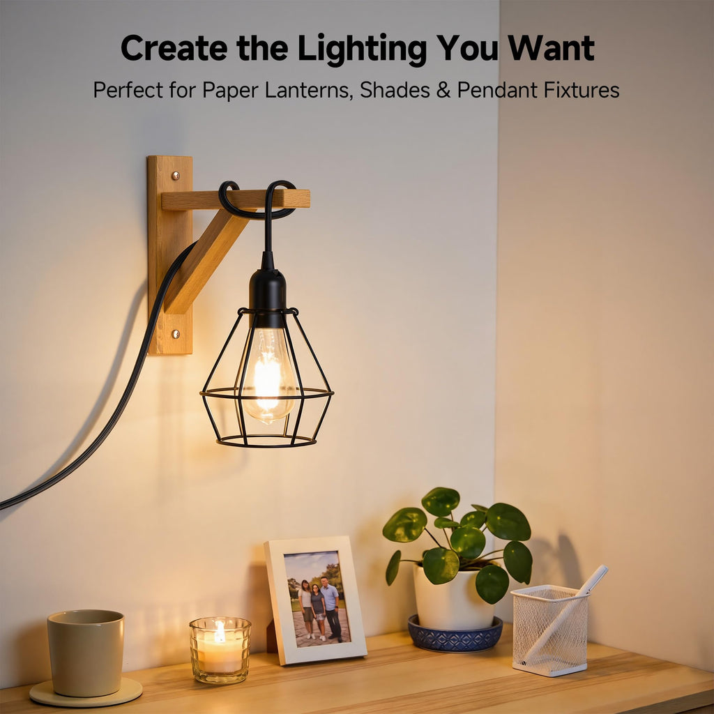 Cable Matters 2-Pack Hanging Light Cord with Switch 8 Ft (Pendant Light Cord, Light Socket with Cord) in Black