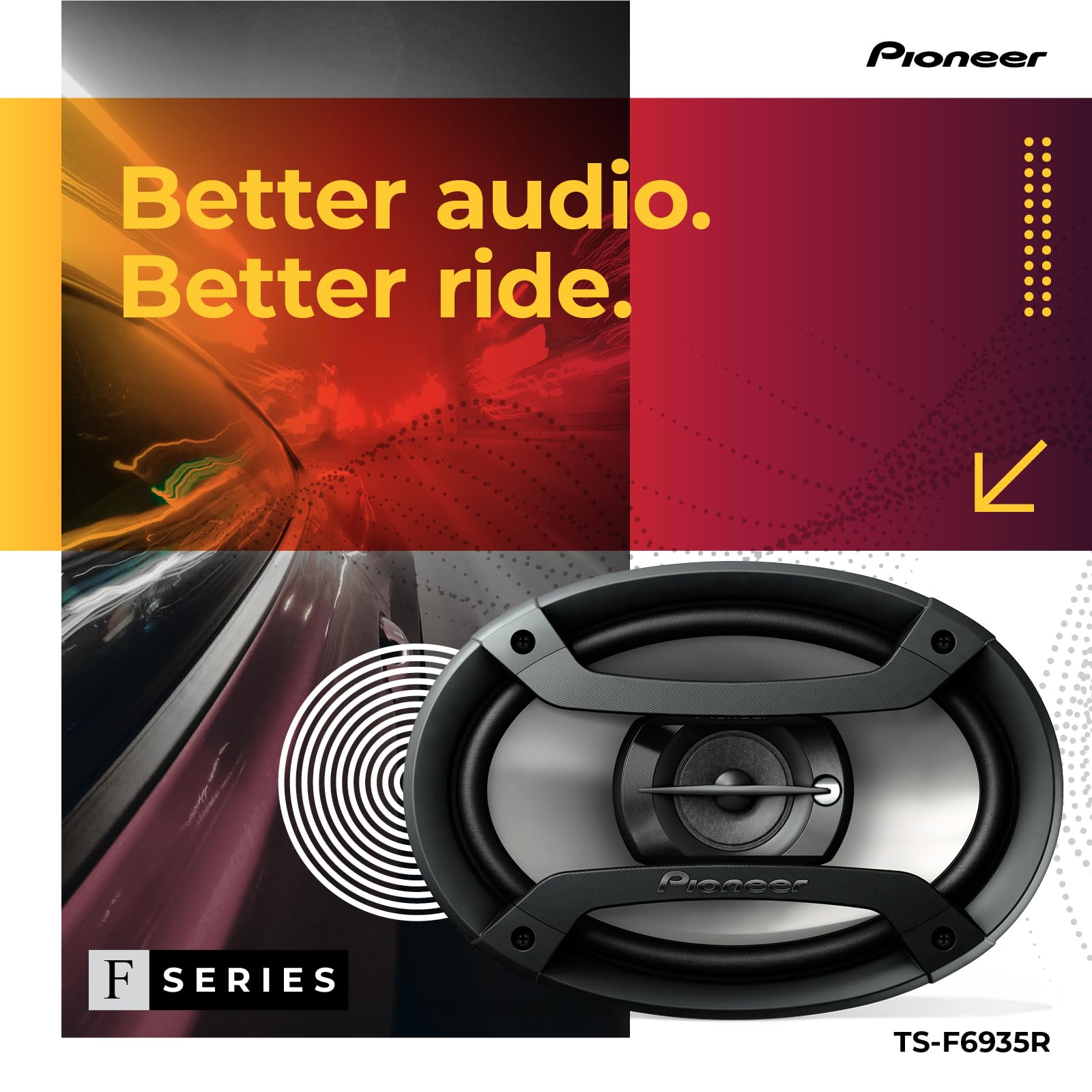 Pioneer TS-F6935R 3-Way Coaxial Car Audio Speakers - 6" x 9" Passive Car Speakers (Pair), 230 W Max Power, Black and Silver