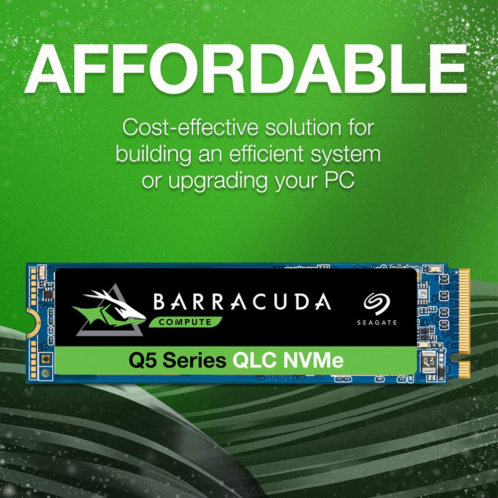 Seagate BarraCuda Q5 SSD, 1TB, Internal SSD, M.2 NVMe PCIe Gen3 �4, 3D QLC, for Desktop or Laptop (ZP1000CV3A001)