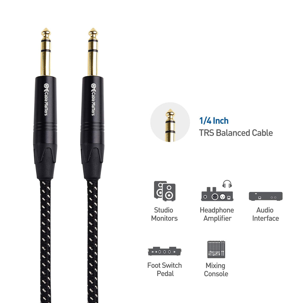 Cable Matters Premium Braided Balanced 1/4 Inch TRS Cable (1/4 to 1/4 Cable) - 6 Feet
