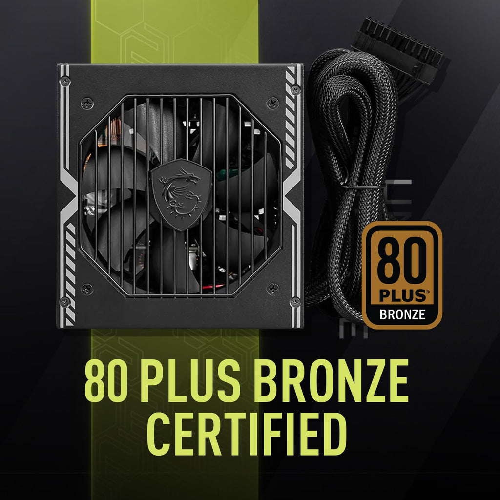 MSI MAG A650BE Gaming Power Supply - Certified 80 Plus Bronze 650W - Semi-Modular - Low Noise PSU ATX