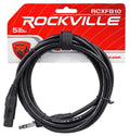 Rockville RCXFB10B 10' Female XLR to 1/4'' TRS Cable Black, 100% Copper