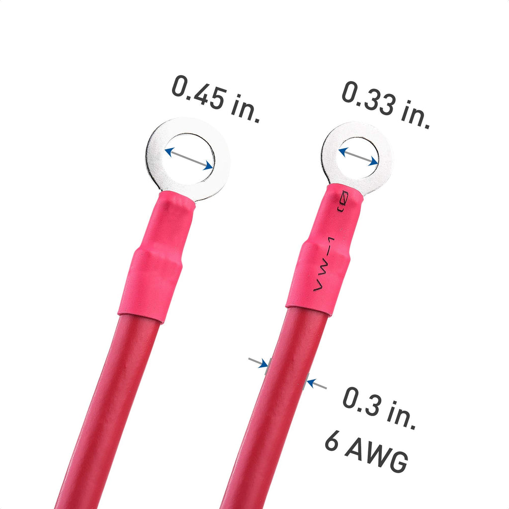 Cable Matters 5 Gauge Battery Cable Inverter Power Cable with Oxygen-Free Copper 2 Feet - Black + Red 2 Piece Set