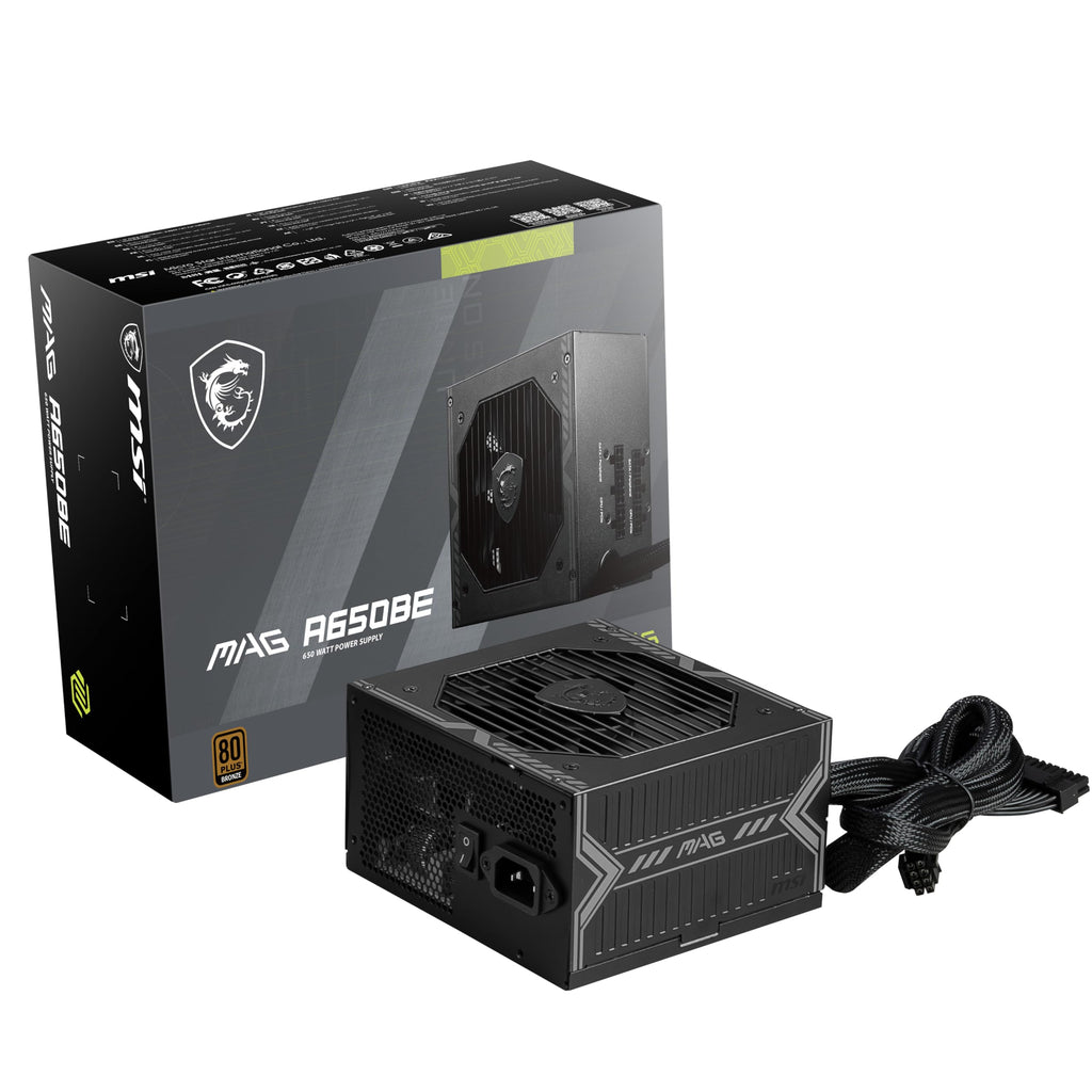 MSI MAG A650BE Gaming Power Supply - Certified 80 Plus Bronze 650W - Semi-Modular - Low Noise PSU ATX