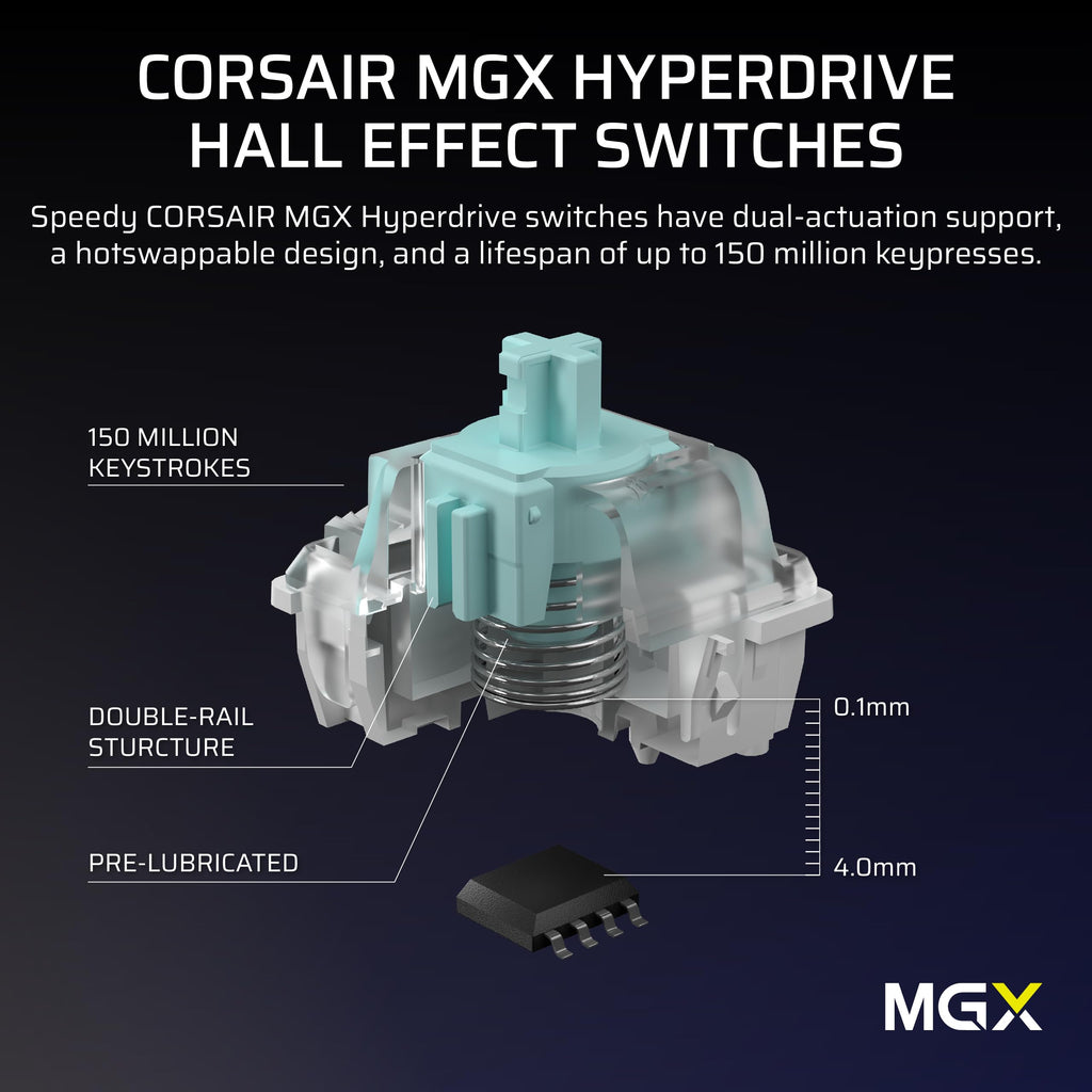 Corsair Vanguard PRO 96 Wired Hall Effect Magnetic Mechanical Gaming Keyboard � 96% Layout, MGX Hyperdrive Switches, 8000Hz Polling, Rapid Trigger, Virtual Stream Deck, SOCD Flashtap, QWERTY US