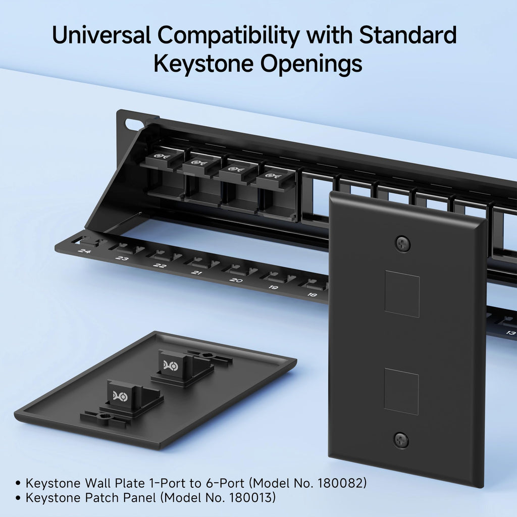 Cable Matters 20-Pack Blank Keystone Jack Inserts in Black, Blank Inserts for Keystone Wall Plates/Patch Panels