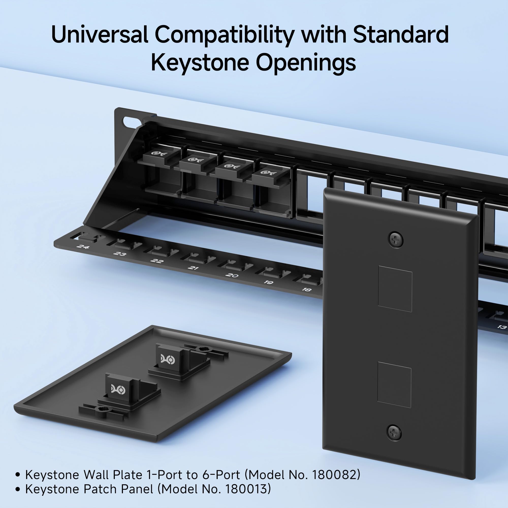 Cable Matters 20-Pack Blank Keystone Jack Inserts in Black, Blank Inserts for Keystone Wall Plates/Patch Panels