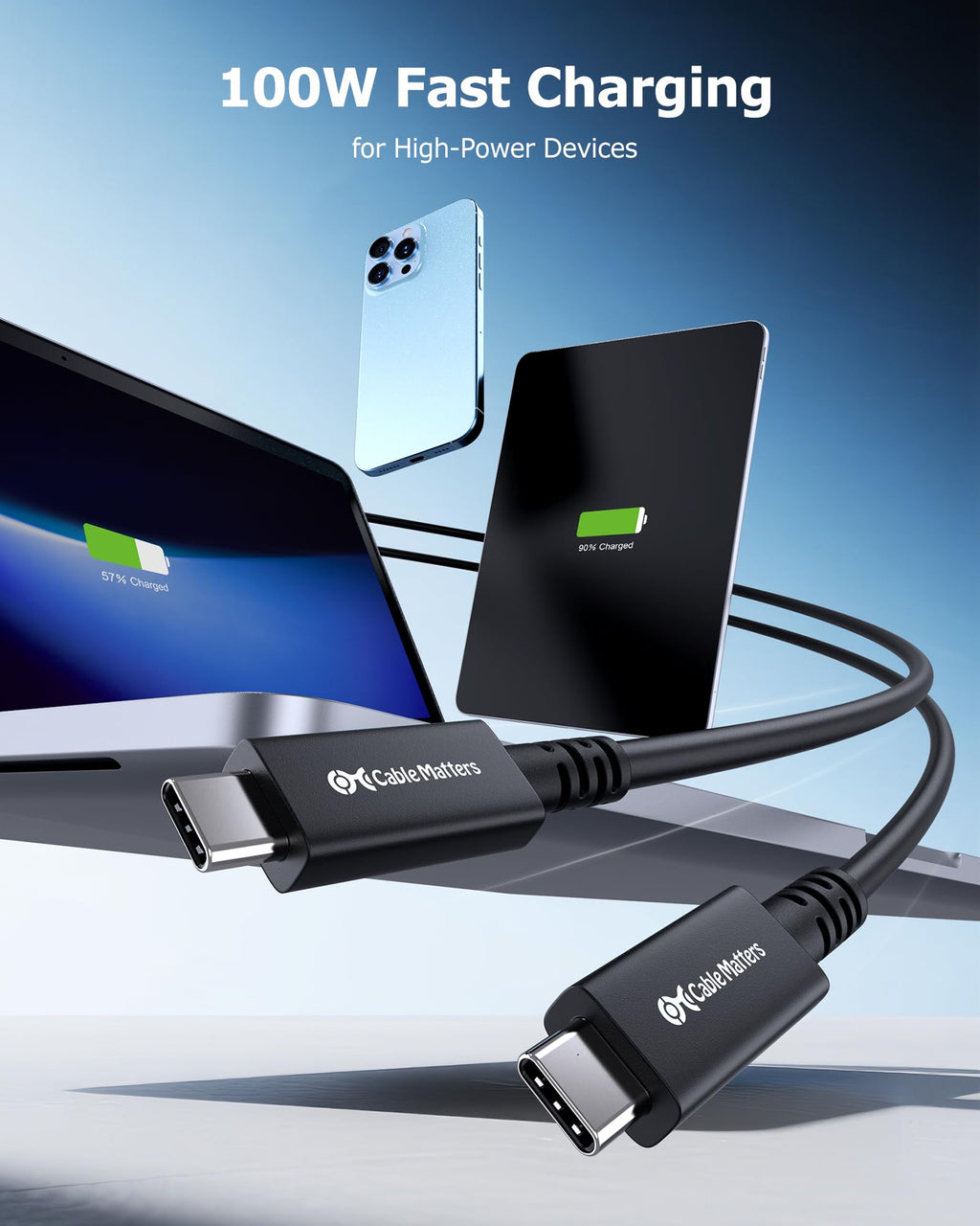Cable Matters 40Gbps Active USB4 Cable 9.8 ft / 3m with 8K Video & 100W Charging, Compatible with Thunderbolt 4/3, USB C for VR Headset, Docking Stations, MacBook, DELL XPS, Surface Pro and More