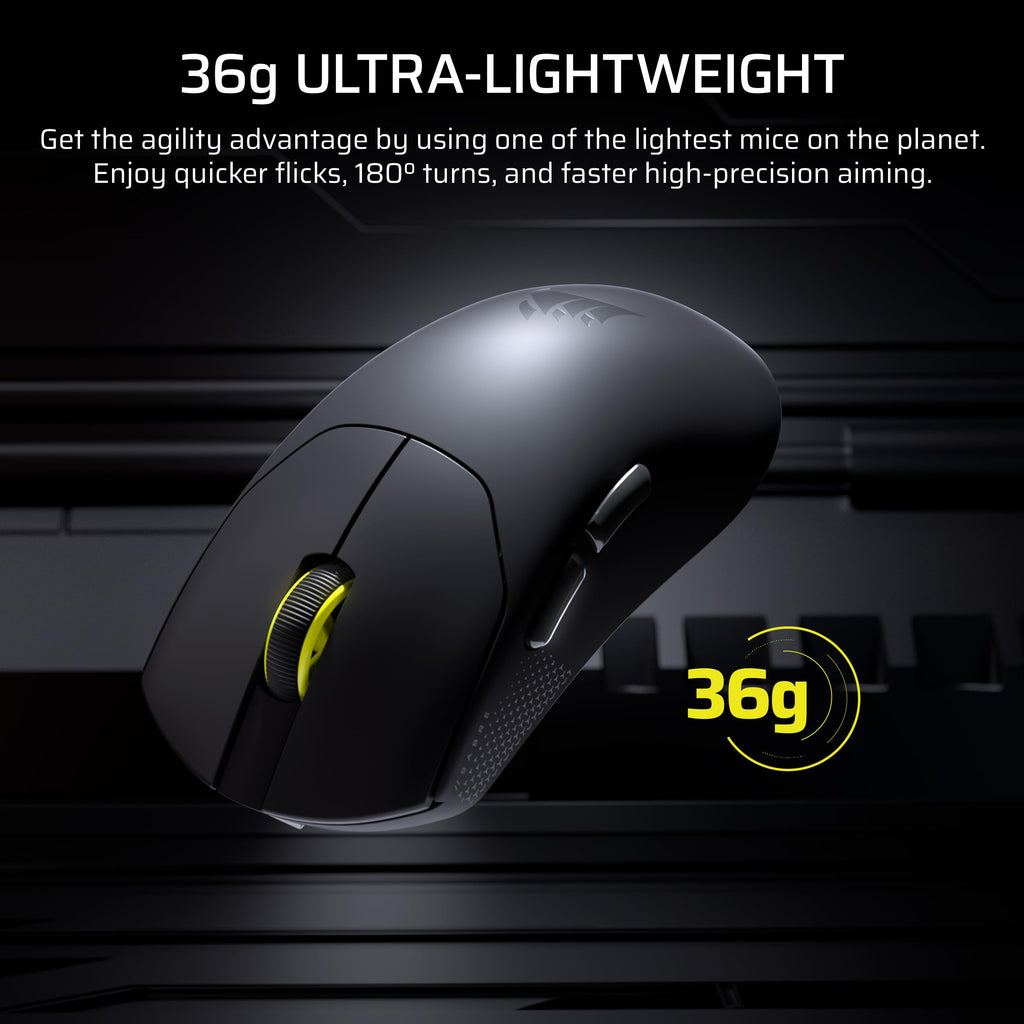 Corsair Sabre v2 PRO Ultralight Wireless FPS Gaming Mouse - 33,000 DPI, Weight 36 g, Hyper-Polling 8000 Hz, Mechanical Switches, Wireless Battery Life Up To 70 Hours