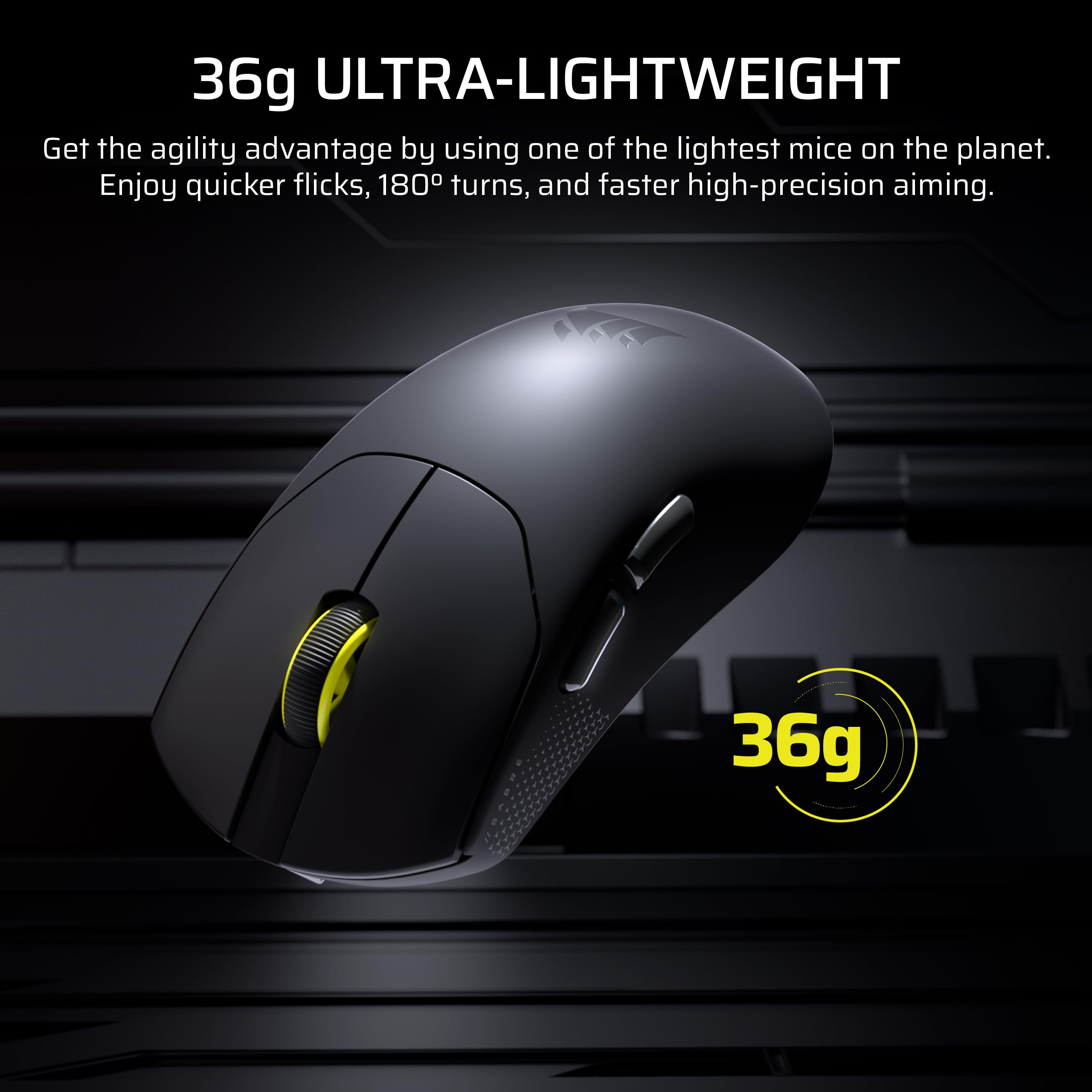 Corsair Sabre v2 PRO Ultralight Wireless FPS Gaming Mouse - 33,000 DPI, Weight 36 g, Hyper-Polling 8000 Hz, Mechanical Switches, Wireless Battery Life Up To 70 Hours