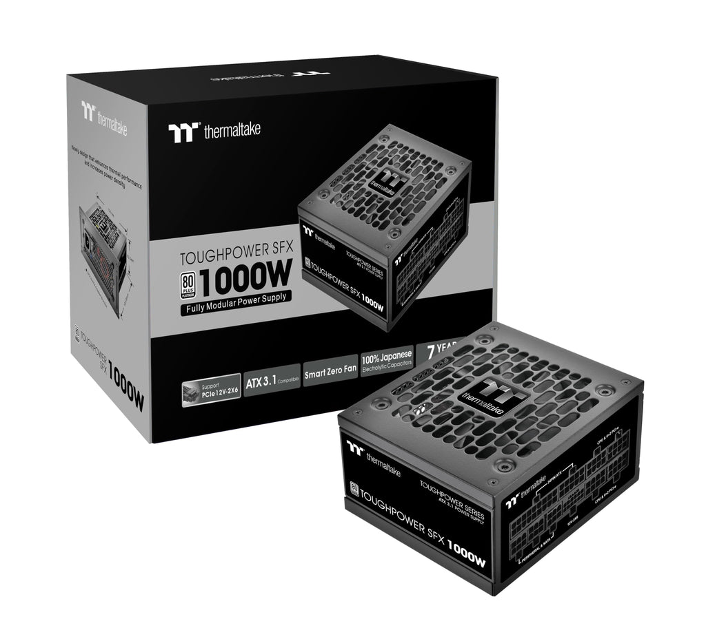 Thermaltake Toughpower SFX 1000W 80Plus Platinum ATX 3.1 Standard Power Supply; 600W 12V-2x6 Connector Included; Full Modular; 90mm FDB Fan; PS-STP-1000FNFAPU-1; 7 Year Warranty
