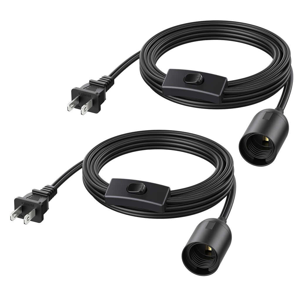 Cable Matters 2-Pack Hanging Light Cord with Switch 8 Ft (Pendant Light Cord, Light Socket with Cord) in Black