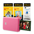 Kodak Step Instant Smartphone Photo Printer, Portable Mini Color Wireless Mobile Printer, Zink 2x3” (5.1x7.5 cm) Sticky-Back Photos, Bluetooth, 75 Sheets Bundle, Pink