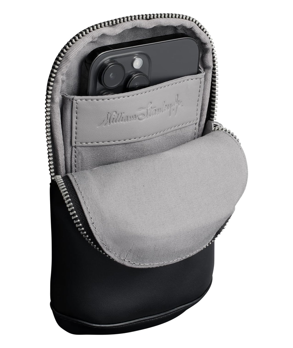 STANLEY Cross Bottle Essentials Case Max | Phone, Wallet, Keys Holder for Water Bottle | Faux Leather Accessory Pouch for Carry All Strap | Tumbler Cup Accessories | BPA-Free | Black
