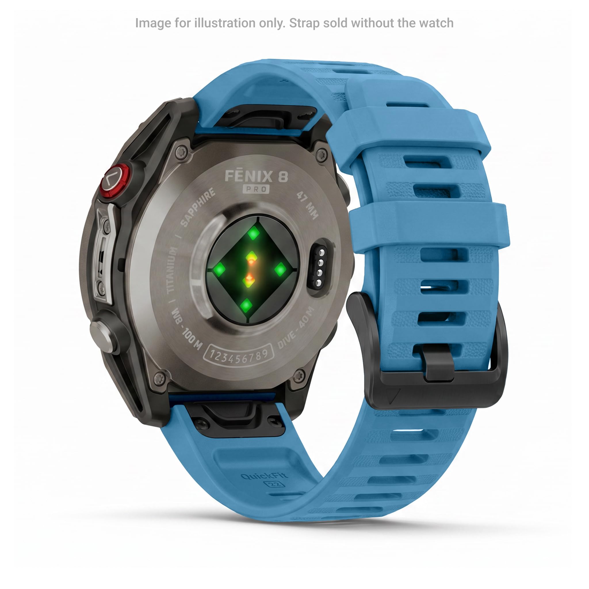 Garmin QuickFit Watch Bands (22mm), suitable for selected fēnix-, epix-, Descent-, D2-, Instinct-, Forerunner- and Approach series smartwatches, Original accessory, Silicone, Lakeside Blue
