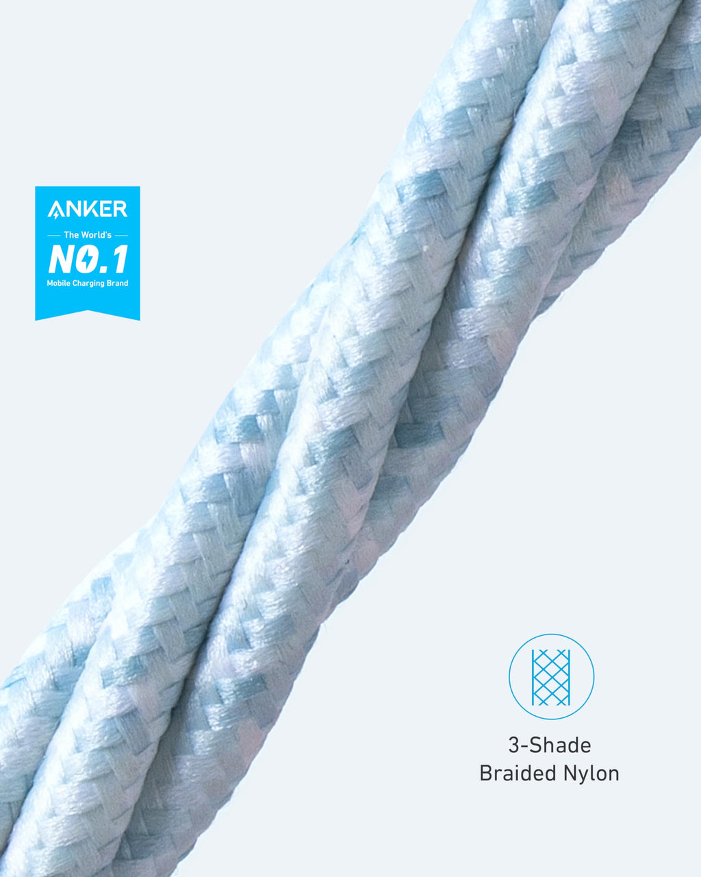 Anker 6ft Lightning Cable, 331 Cable, Premium Nylon USB-A to Lightning Cord, MFi Certified for iPhone Chargers, iPhone SE/Xs/XS Max/XR/X/8 Plus/7/6 Plus, iPad Pro Air 2, and More (Winter Blue)