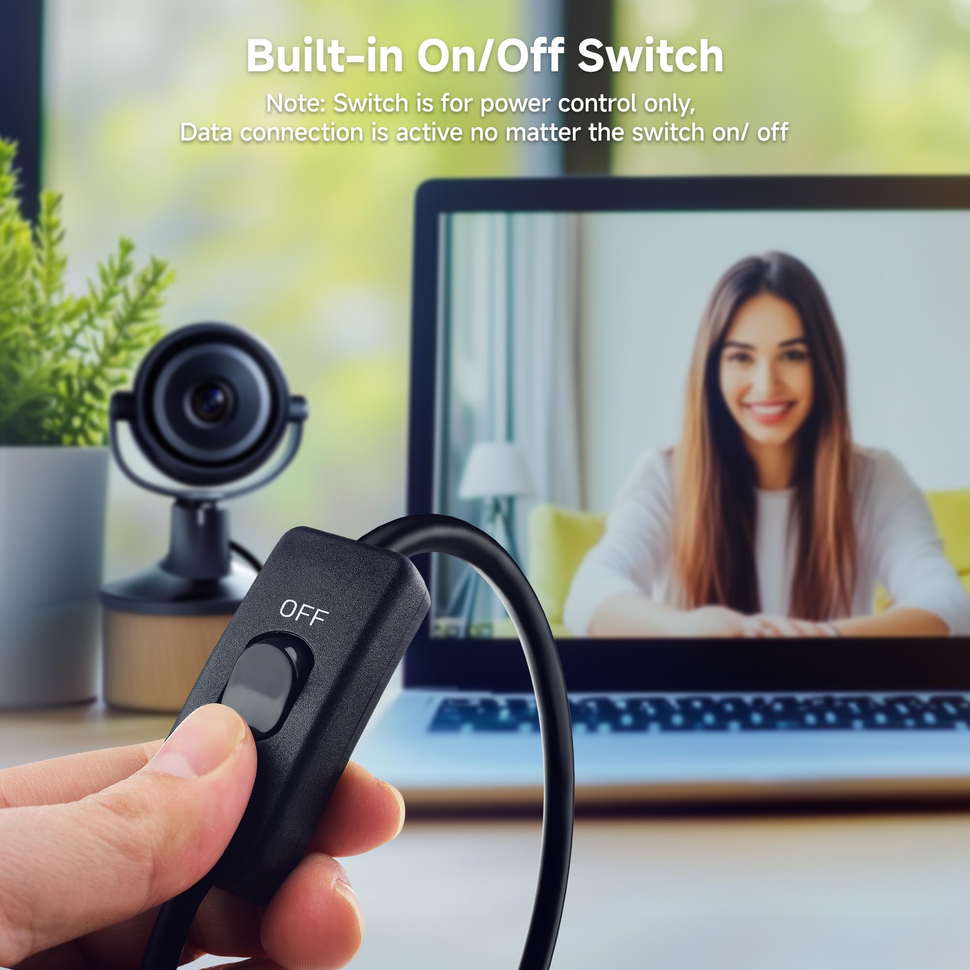 Cable Matters 2-Pack USB On Off Switch - 1ft, Support Data and Power, Short USBA Extension Cable with ON Off, USB Power Switch
