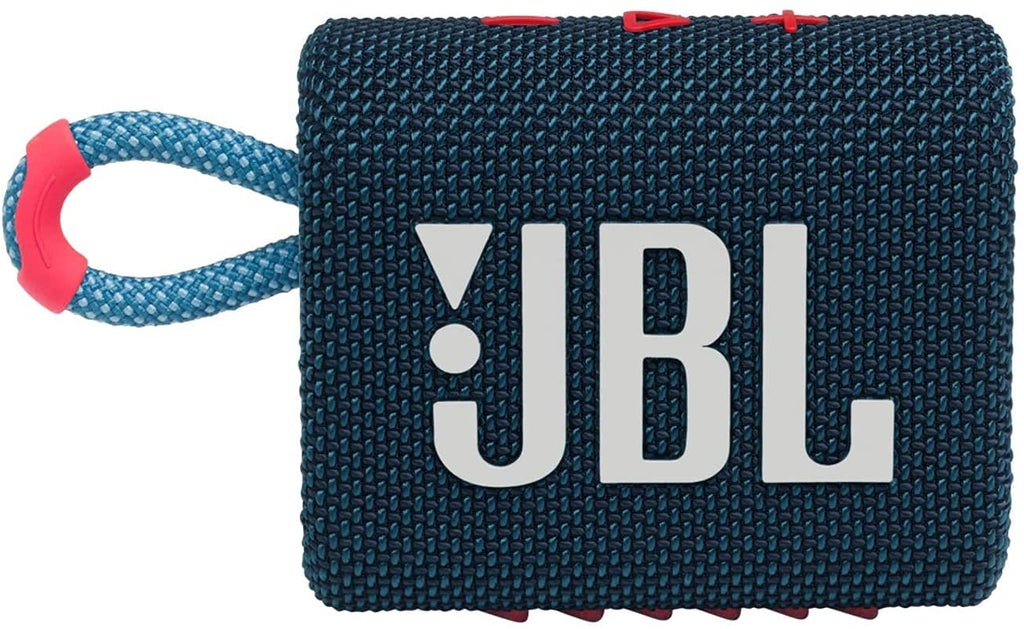JBL Go 3 Portable Waterproof Wireless Bluetooth Speaker Bundle with Premium Carry Case (Blue Pink)