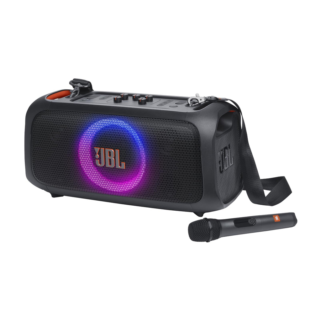 JBL PartyBox On-The-Go Essential Portable Bluetooth Light Effect Speaker, 100W Power, 6 Hour Playback, IPX4 Splash Resistant - Black