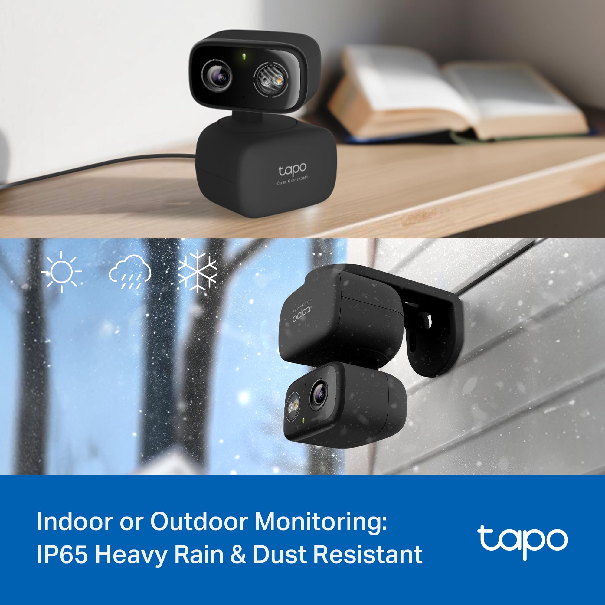 Tapo 2K 3MP Pan/Tilt Indoor/Outdoor Security Camera, Free Person/Baby Cry Detect & Motion Track, 360° View, Color Night Vision, SD/Cloud Storage, Works w/Alexa & Google Home, HybridCam 360