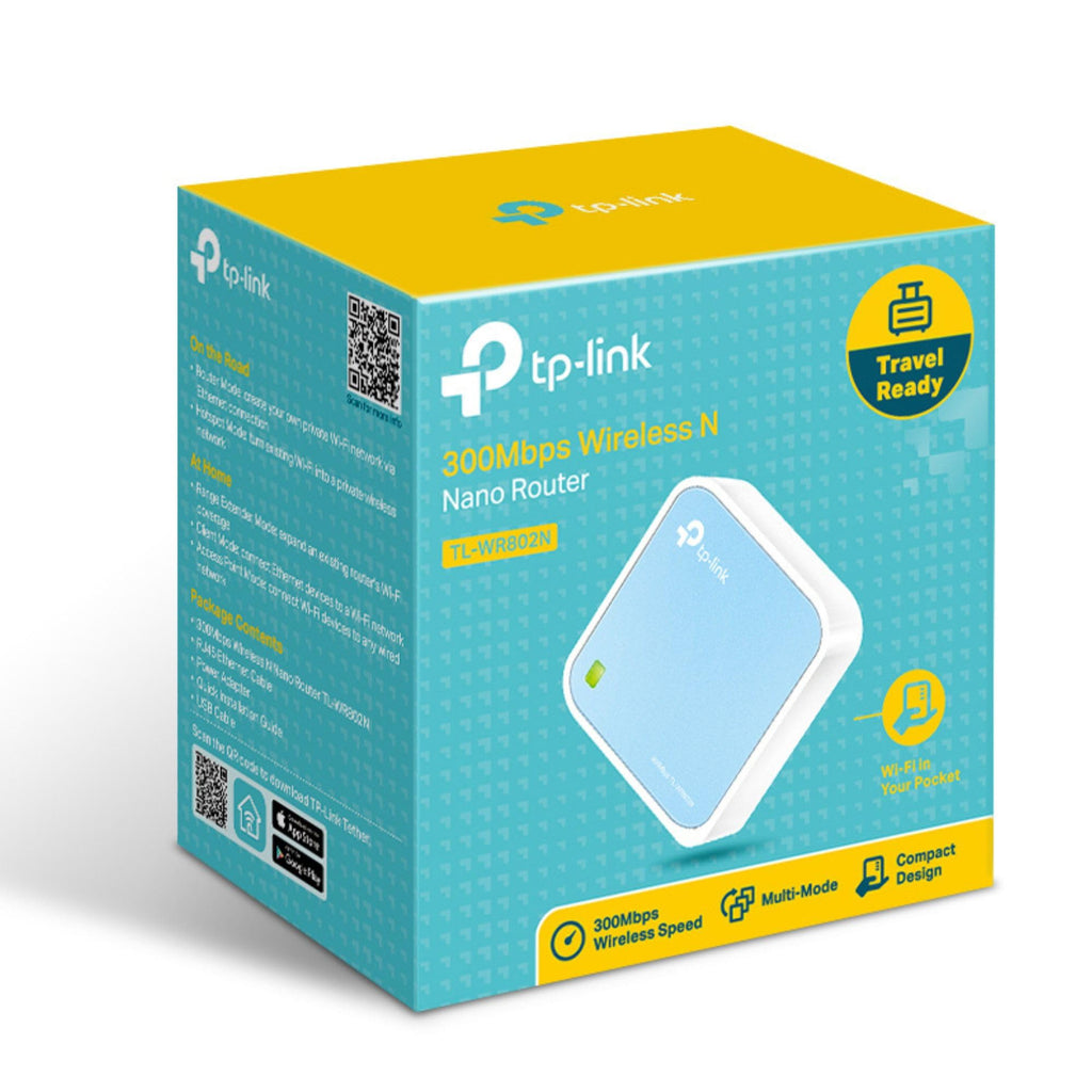 TP-Link TL-WR802N Wireless Travel WiFi Router, N300 WLAN Nano Portable WiFi Booster, Support Access Point, TV Adapter, Client, Range Extender, Repeater, Hotspot Operation Modes, Pocket-size