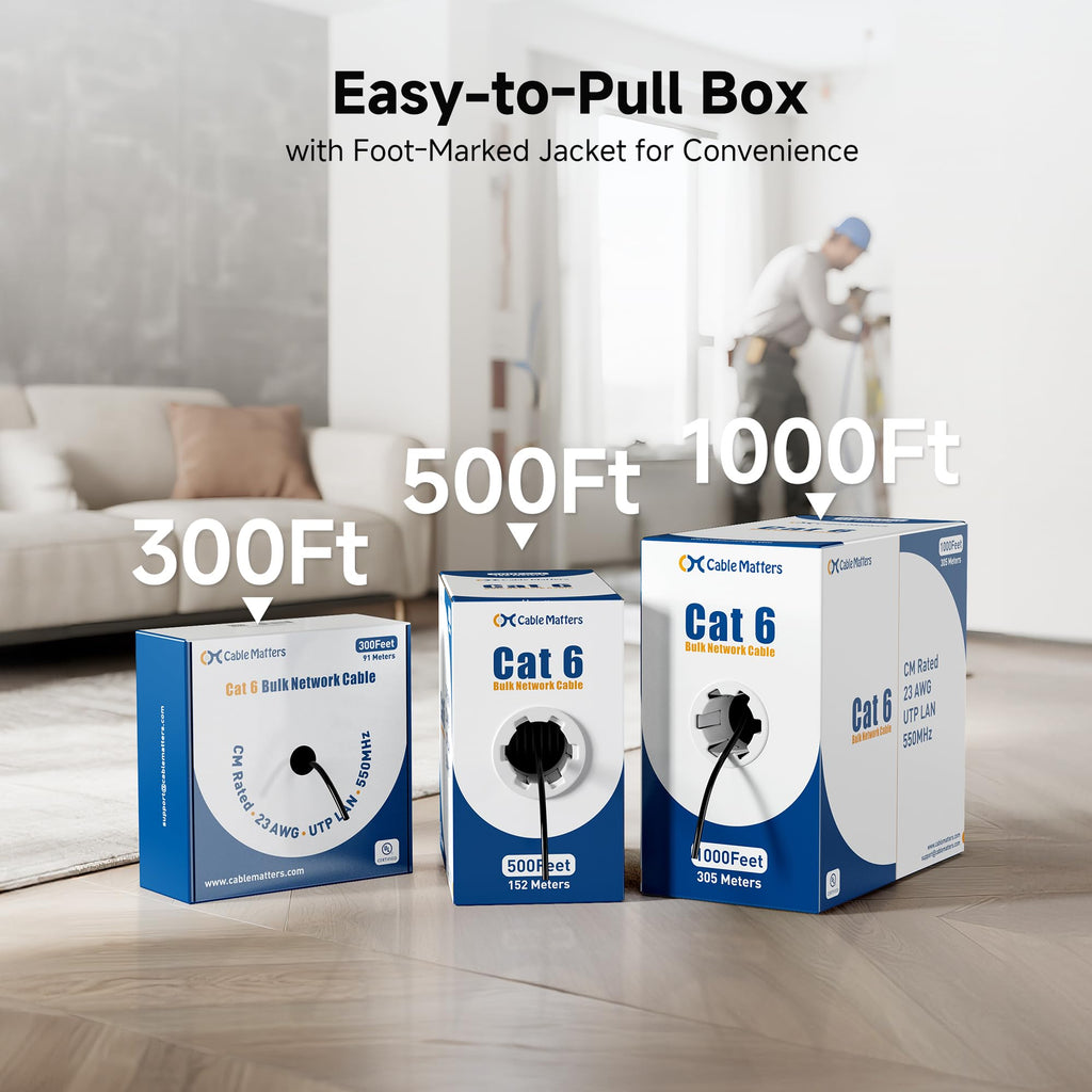 [UL Listed] Cable Matters in-Wall Rated (CM) Cat 6 / Cat6 Bulk Cable (Cat6 Ethernet Cable 1000 Feet) in Blue