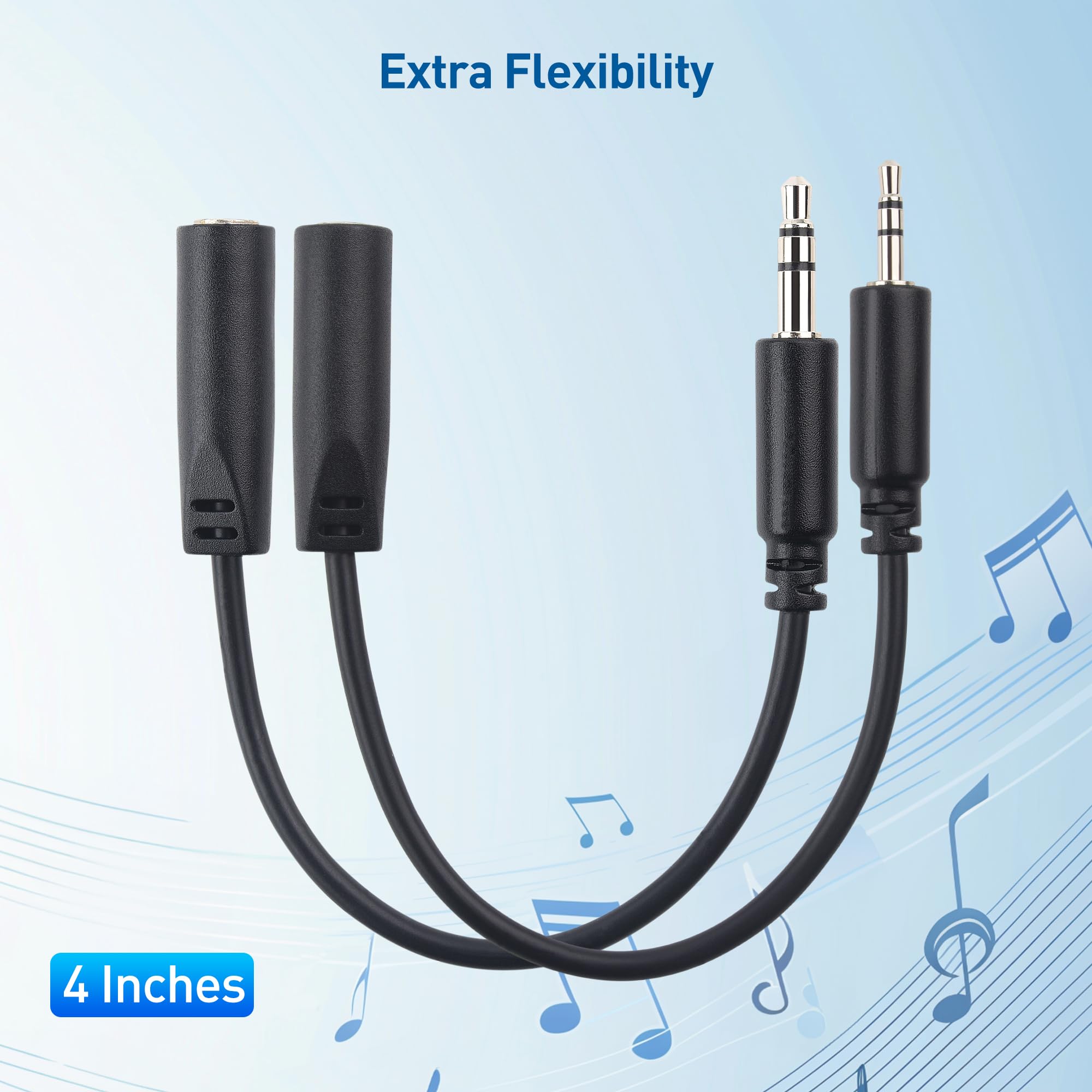 Cable Matters Combo-Pack TRS 2.5 mm and 3.5 mm Headphone Adapter Kit (1X 2.5mm to 3.5mm Converter and 1X 3.5mm to 2.5mm Converter) in Black - 4 Inches