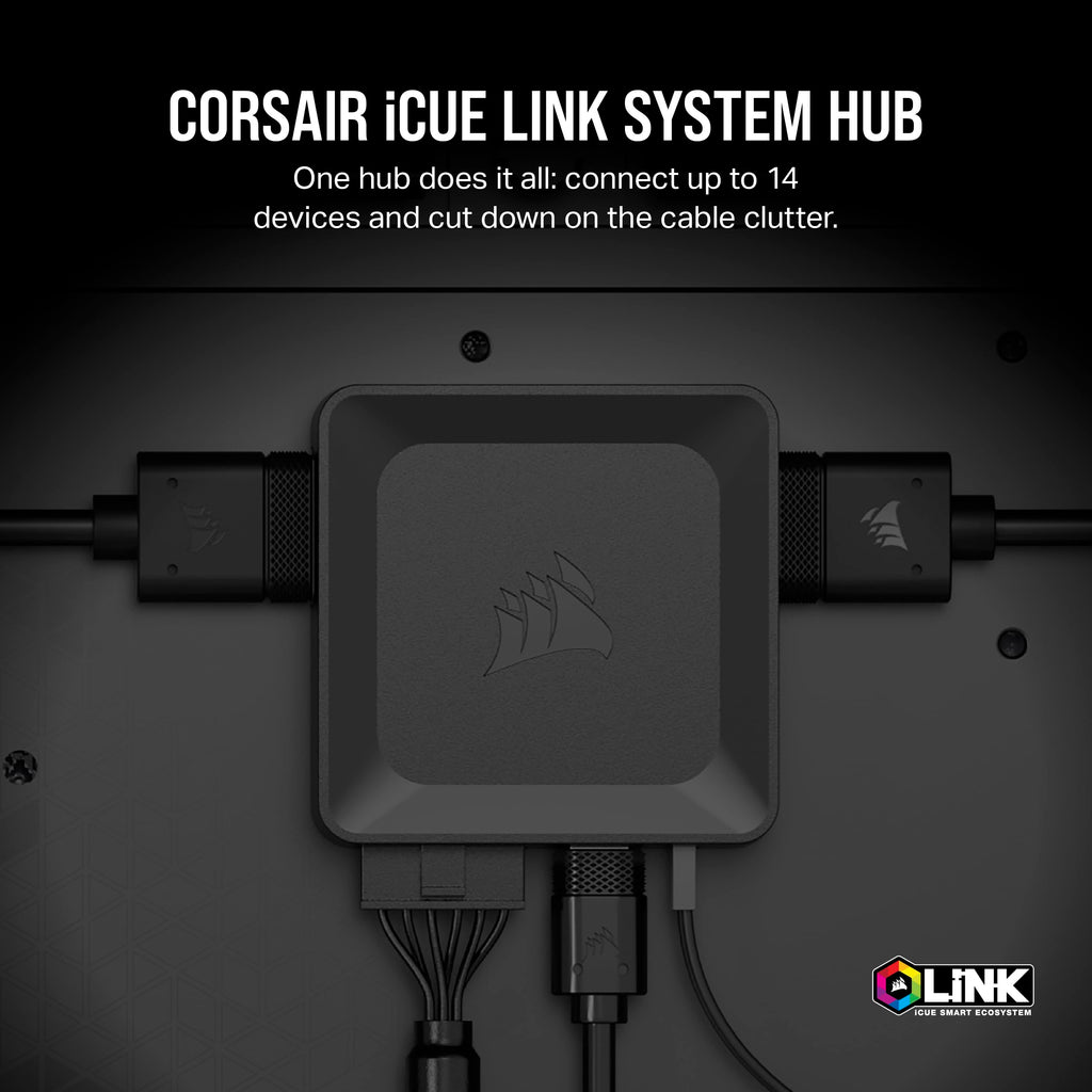Corsair iCUE LINK System Hub - Connect Up to 14 iCUE LINK Devices - Reduce Cable Clutter – Innovative Single-Cable Design - Black