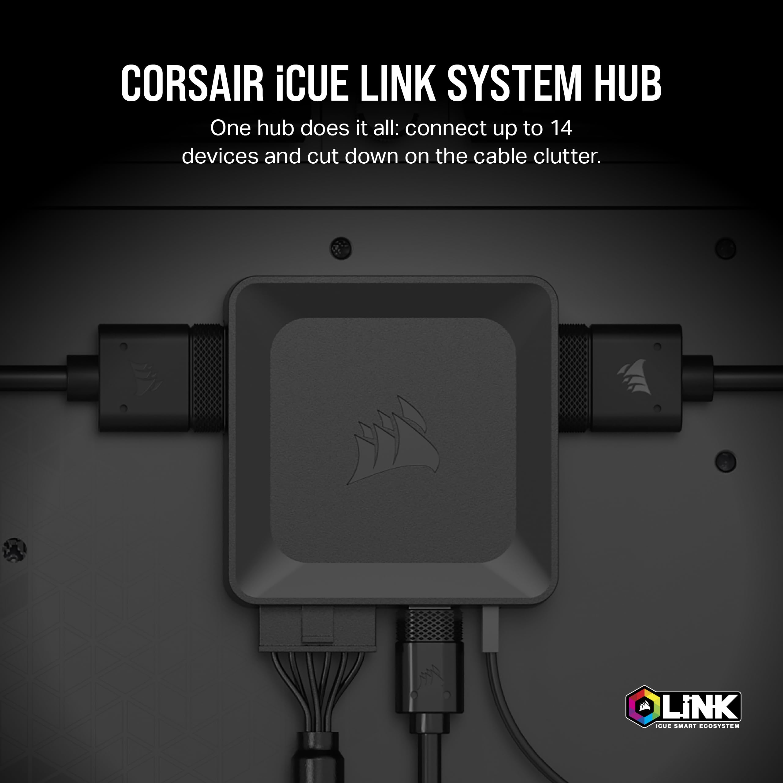 Corsair iCUE LINK System Hub - Connect Up to 14 iCUE LINK Devices - Reduce Cable Clutter – Innovative Single-Cable Design - Black