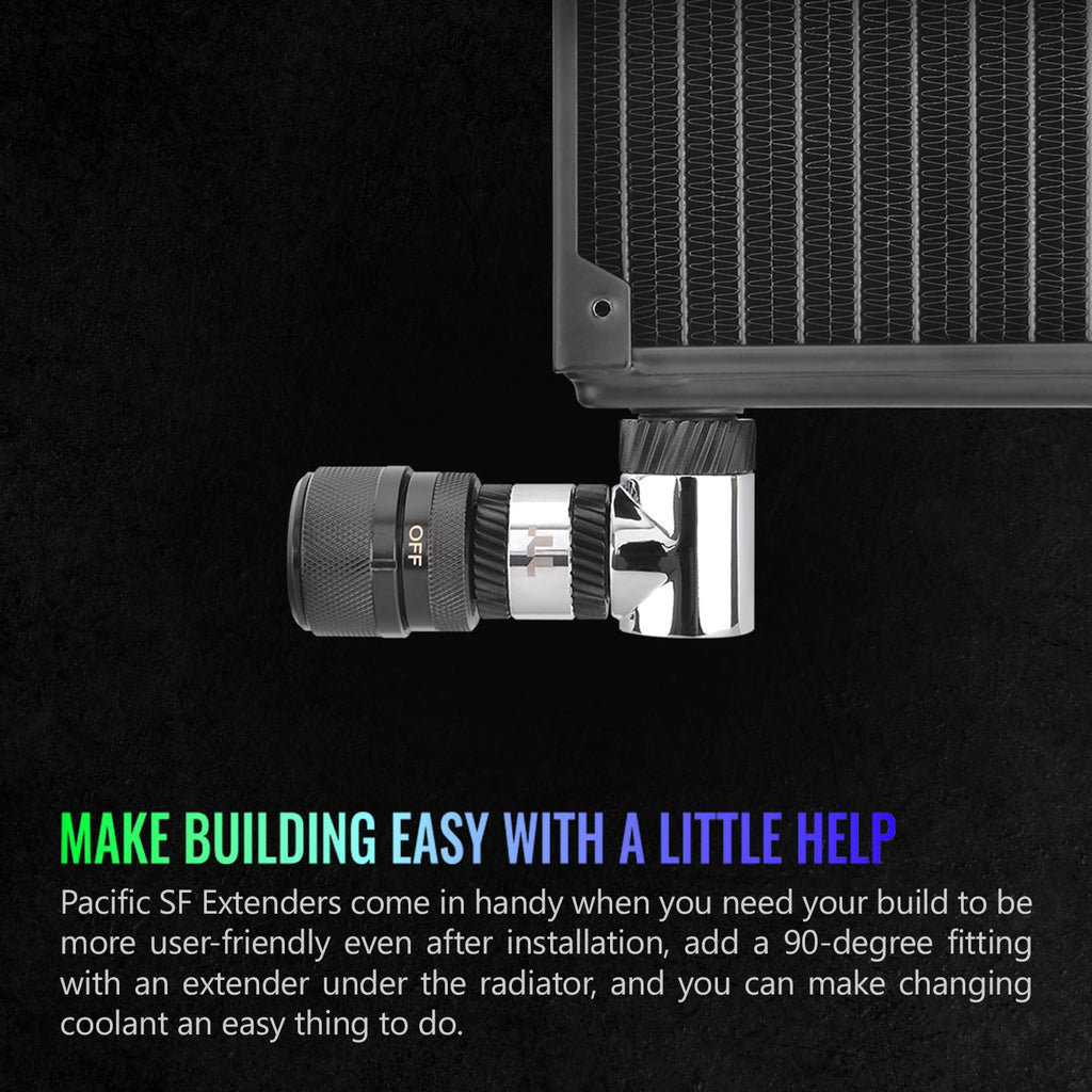 Thermaltake Pacific SF Male to Male 20mm Extender Silver Black/DIY LCS/Fittings CL-W390-CU00SL-A