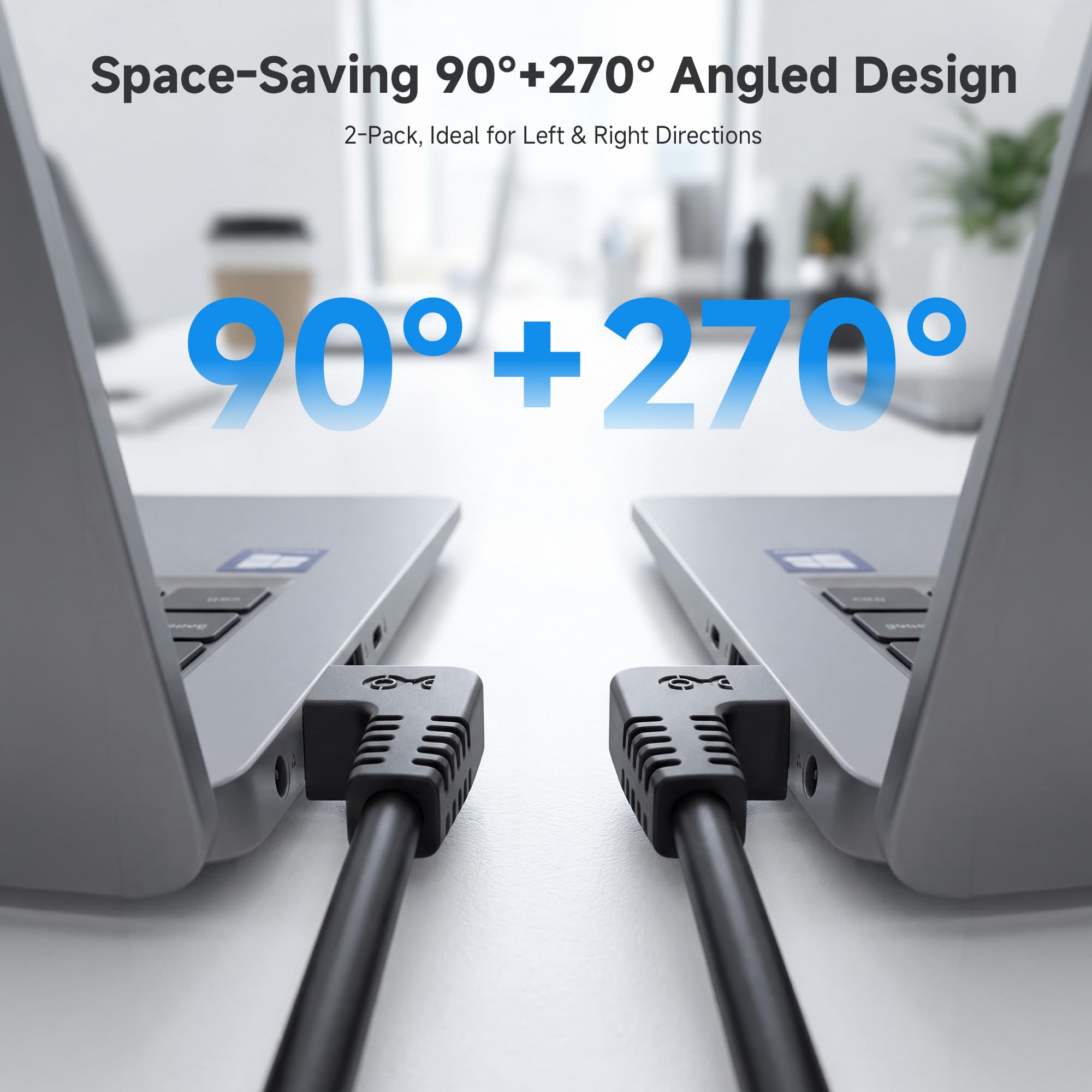 Cable Matters Combo-Pack 90 Degree Cat 6, Cat6 Right Angle Ethernet Cable 3 ft (Left Angle + Right Angle Cat6 Cable)