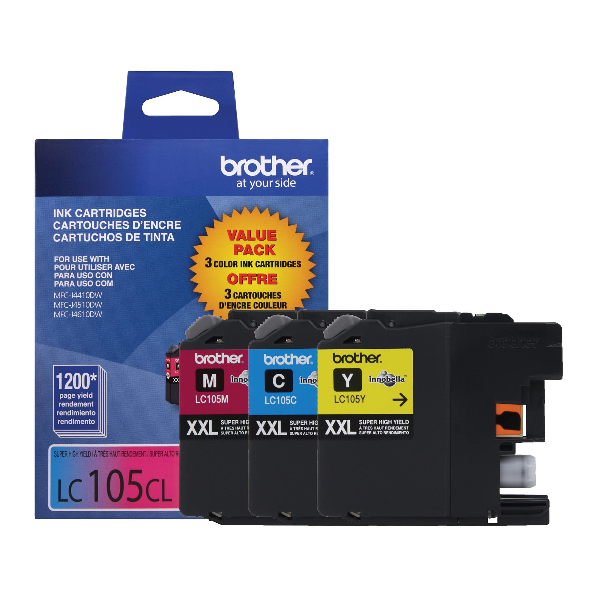 Brother Genuine LC1053PKS Super High Yield XXL Ink Cartridges,Cyan, magenta, yellow