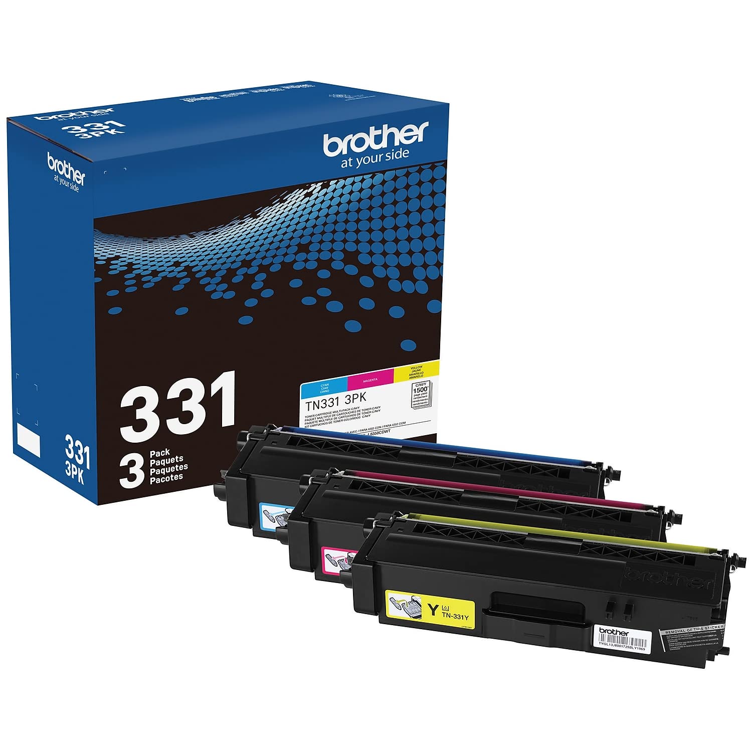 BROTHER Genuine Standard-Yield Color Toner Cartridge Three Pack TN331 3PK -Includes one Cartridge Each of Cyan, Magenta & Yellow Toner