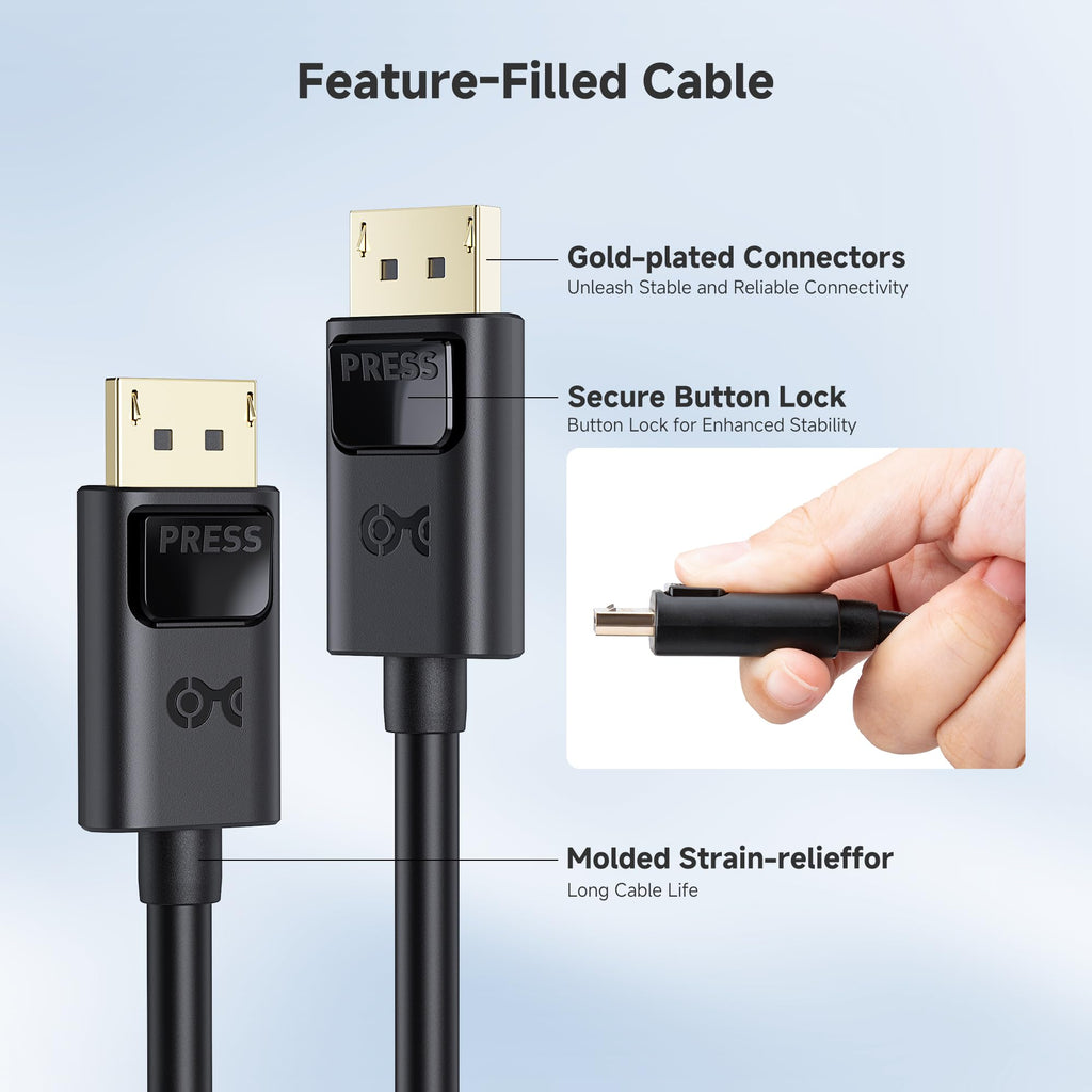 Cable Matters 2-Pack, Gold Plated DisplayPort to DisplayPort Cable 6 Feet - 4K Resolution Ready
