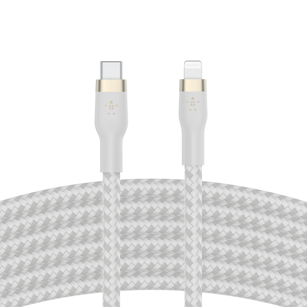 Belkin BoostCharge Pro Flex Braided USB Type C to Lightning Cable (2M/6.6ft), MFi Certified 20W Fast Charging PD Power Delivery for iPhone 14/14 Plus, 13, 12, Pro, Max, Mini, SE, iPad and More - White