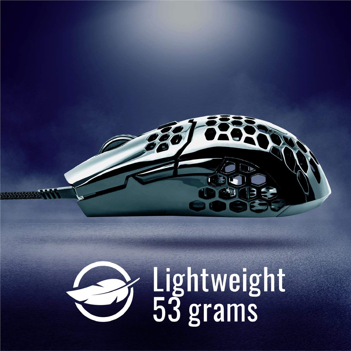 Cooler Master MM710 Glossy Black Gaming Mouse with Lightweight Honeycomb Shell, Ultraweave Cable, 16000 DPI Optical Sensor