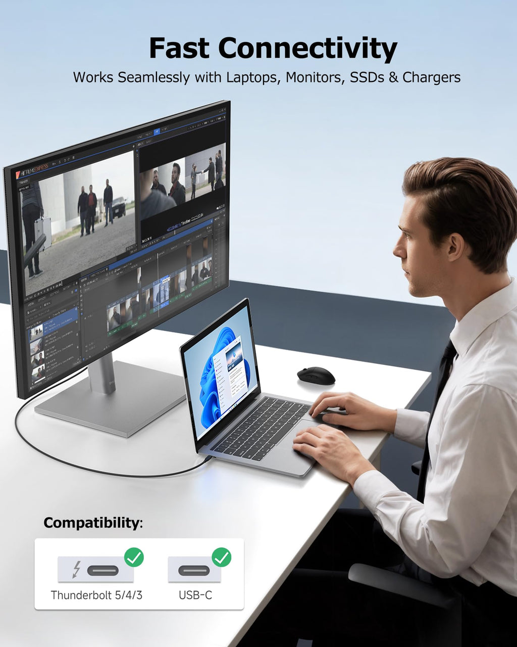 Cable Matters 40Gbps Active USB4 Cable 9.8 ft / 3m with 8K Video & 100W Charging, Compatible with Thunderbolt 4/3, USB C for VR Headset, Docking Stations, MacBook, DELL XPS, Surface Pro and More